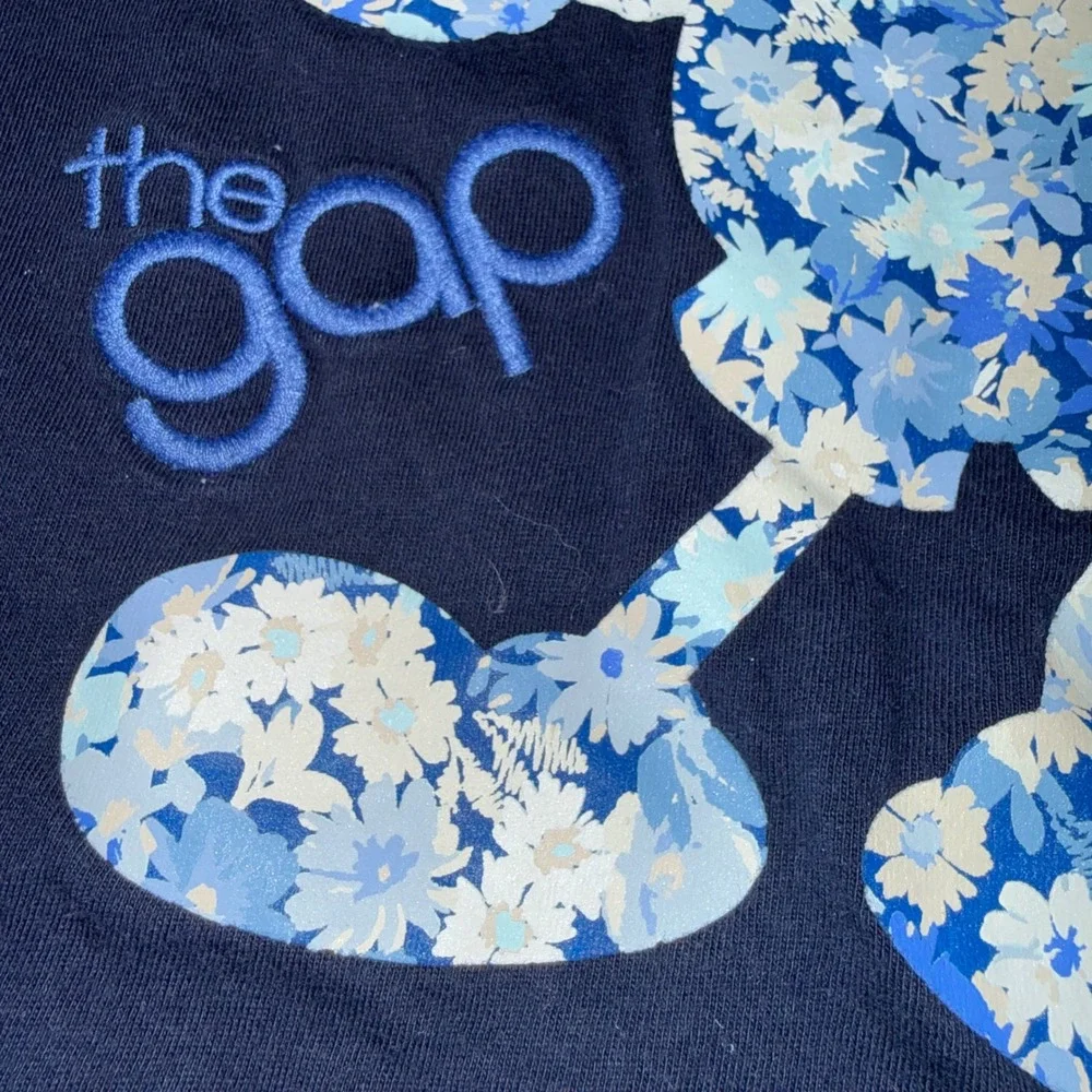 Gap Kids Disney Mickey Mouse Floral Print T Shirt‎ Blue Size L
